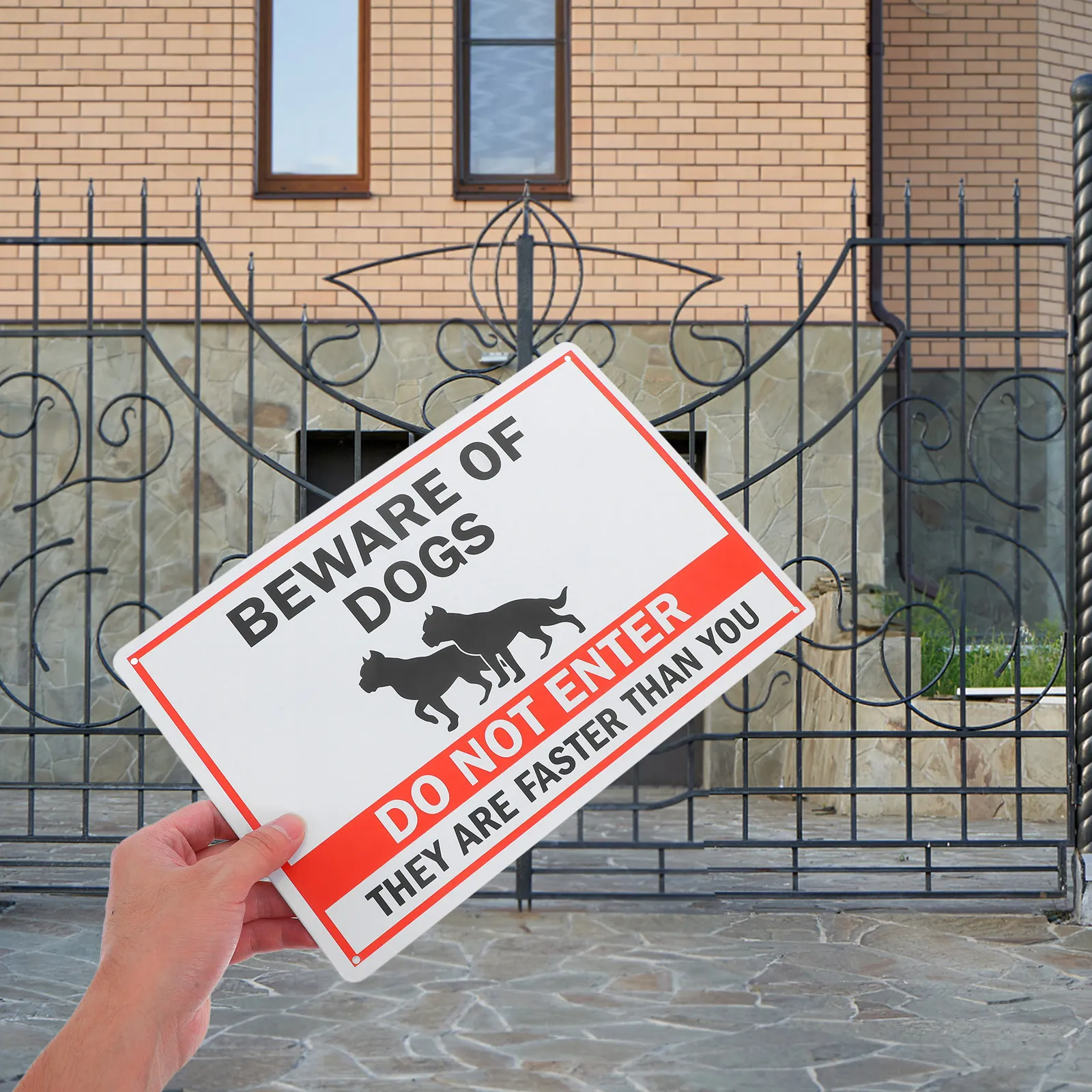 Vintage Style Beware of Dog Sign Metal Tin Garden Yard Decor Outdoor Indoor Weatherproof Pre Drilled Holes Security Warning