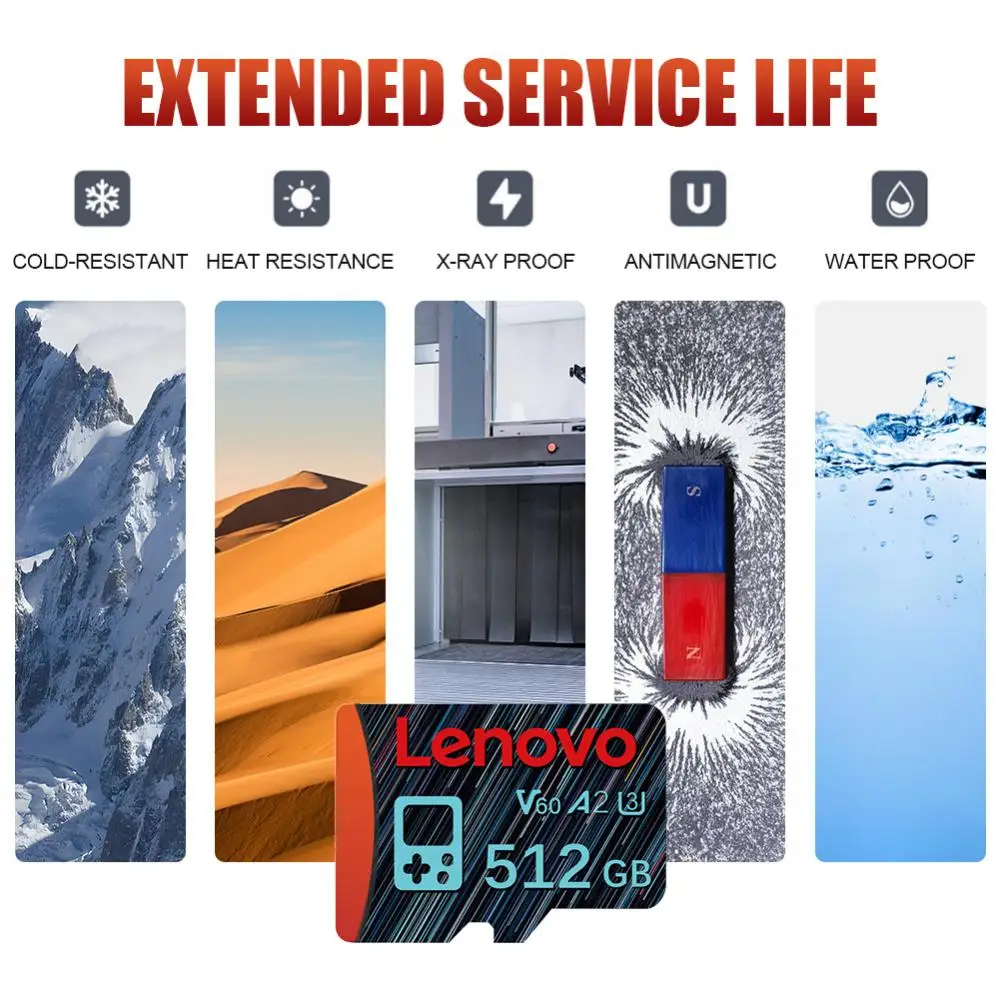 Lenovo 2TB High Speed Memory Card 1TB 512GB 256GB Class 10 Micro TF SD Card 1TB SD Memory Card For Nintendo Switch Phone/Ps4