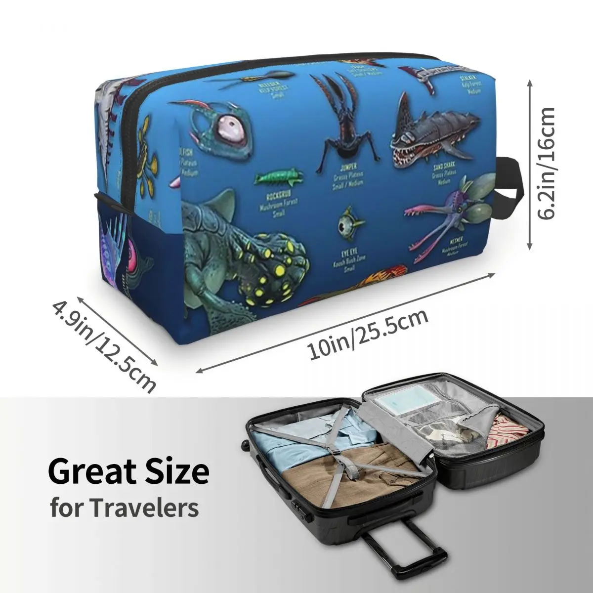 Cartoon Popular Funny Subnautica Below Zero Makeup Bag Cosmetic Storage Dopp Kit Toiletry Cosmetic Bag for Women Beauty Travel