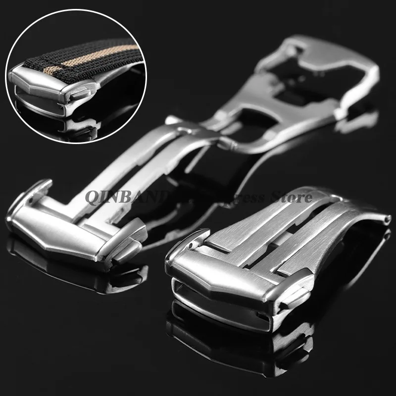 for Omega 18mm 20mm Butterfly Deployment Watch Buckle 304L Stainless Steel Brushed Metal Clasp Silver Watch Button