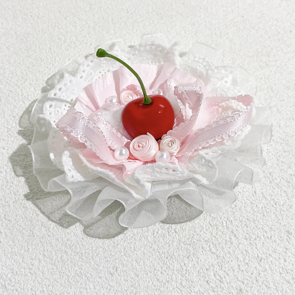 AENSOA Sommer Rosa Serie Kuchen Lolita Haarnadel Für Frauen Mädchen Delikatesse Kirsche Spitze Rand Bowknot Dekoration Haar Zubehör Neue – Detail 13