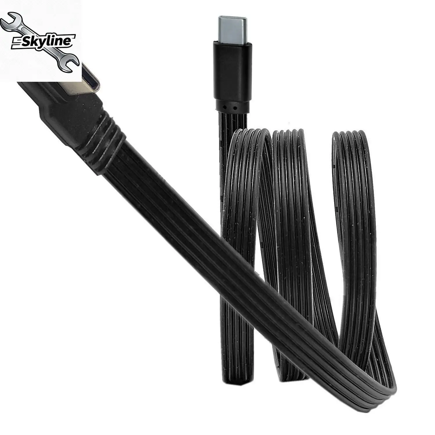 0.2M TypeC to Angled adapter Power bank flexible charging  bend flat silicone cable