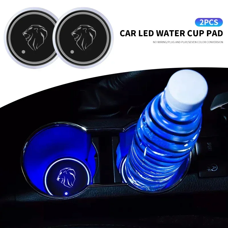

Car USB Charging Luminescent Cup Pad Interior Atmosphere Lamp For Peugeot 206 307 308 3008 207 208 407 508 2008 5008 Accessories