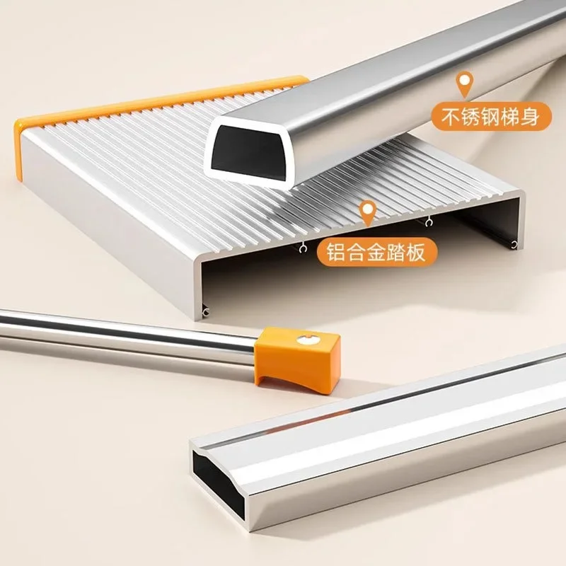 Escalera Doméstica Plegable Multifuncional 2 en 1: Escalera y Tendedero Reforzado y Retráctil de Acero Inoxidable