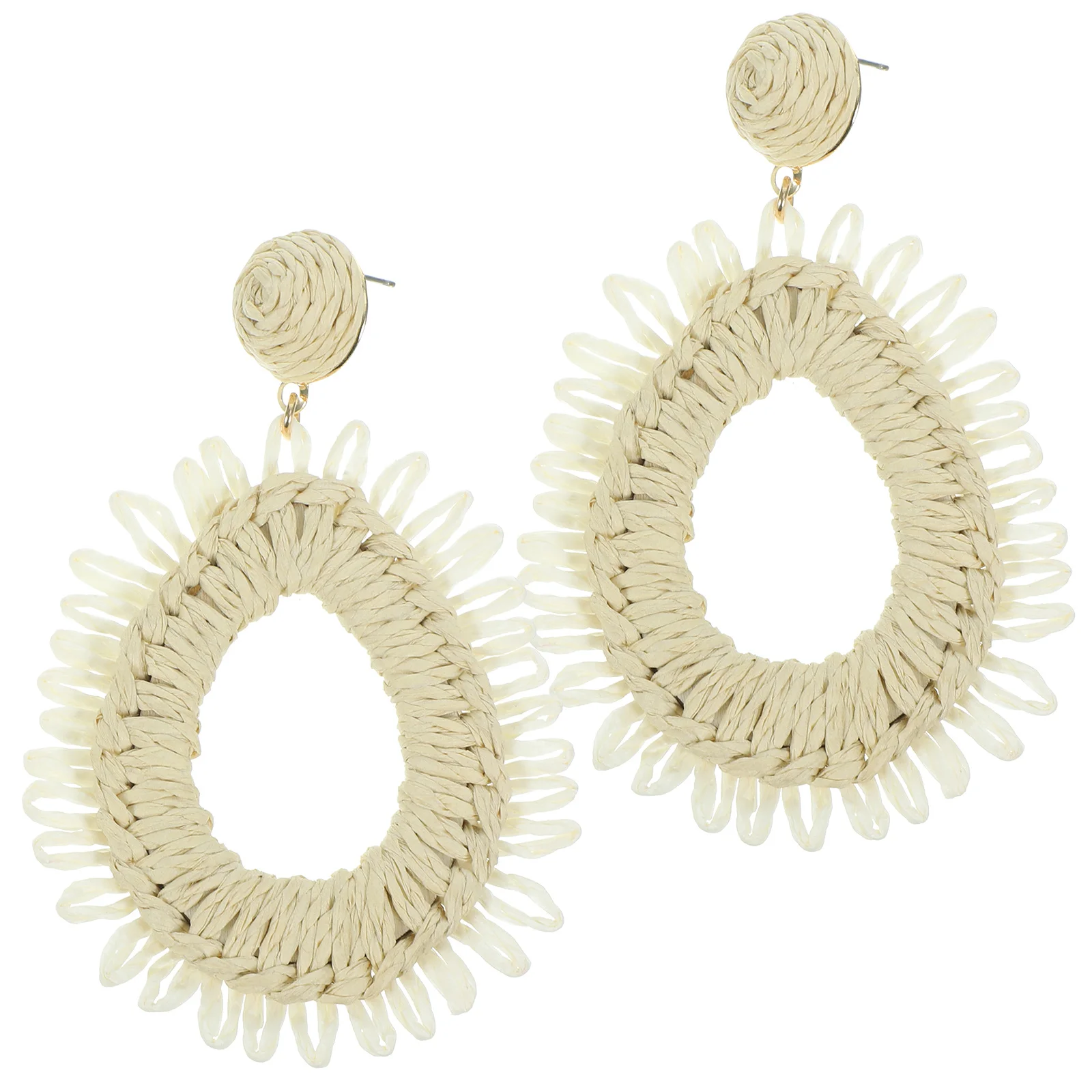 1 Paar Waterdruppel Raffia Oorbellen Vrouwen Bohemian Zomer Lichtgewicht Strand Accessoires Fashion Statement Sieraden