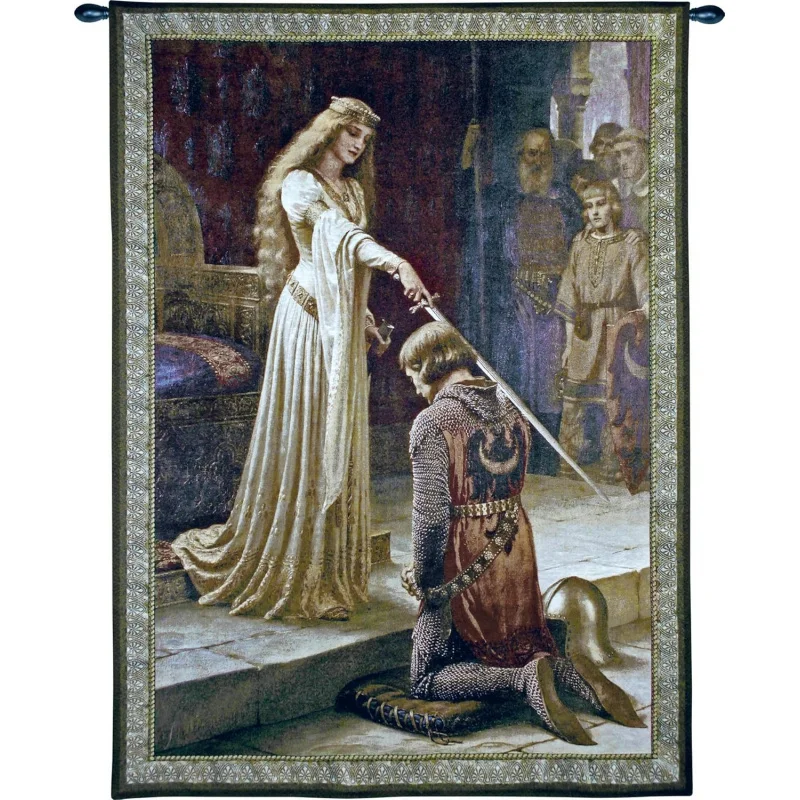 Ritterliche Investur im klassischen Ölgemälde-Stil Wandteppich, Retro-Thema Europäischer Kunst-Wandteppich, Heimdekoration