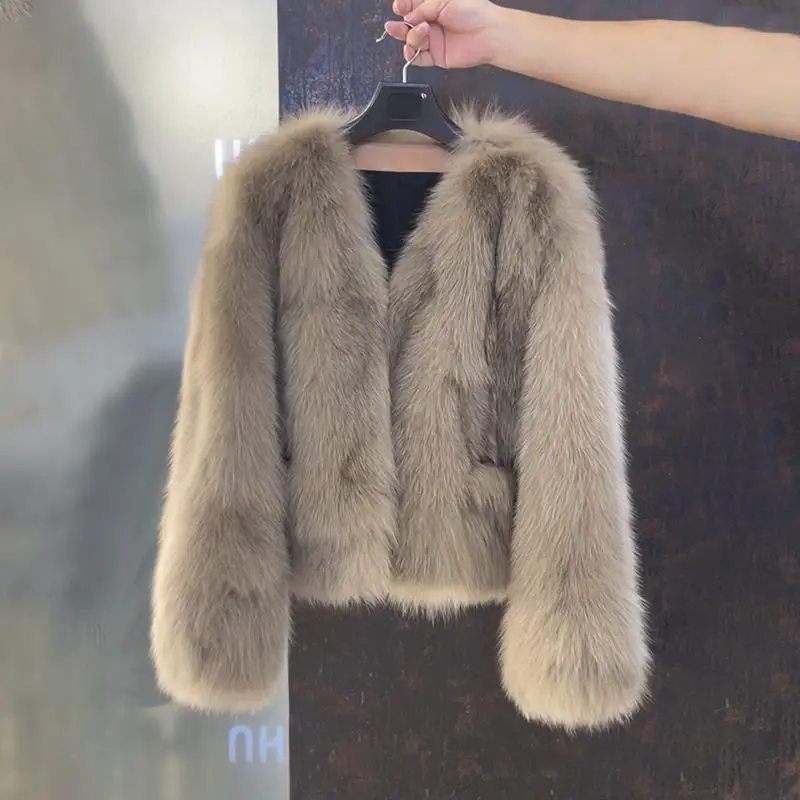 Haining Imitation Fox Fur Coat Short Fur New Style Young Fur Coat Women Thick