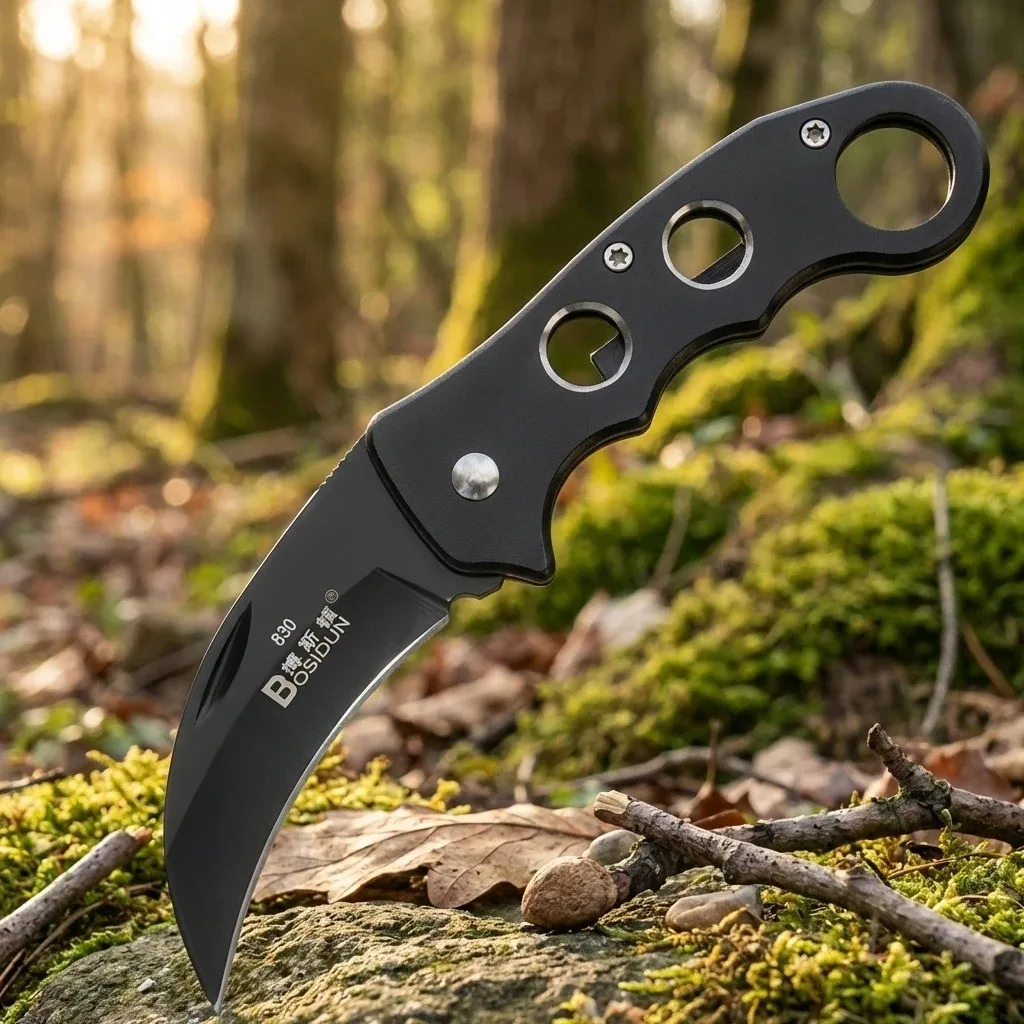 Cuchillo profesional plegable multiusos de acero inoxidable con alta dureza y alta calidad para camping y frutas, para uso en exteriores.