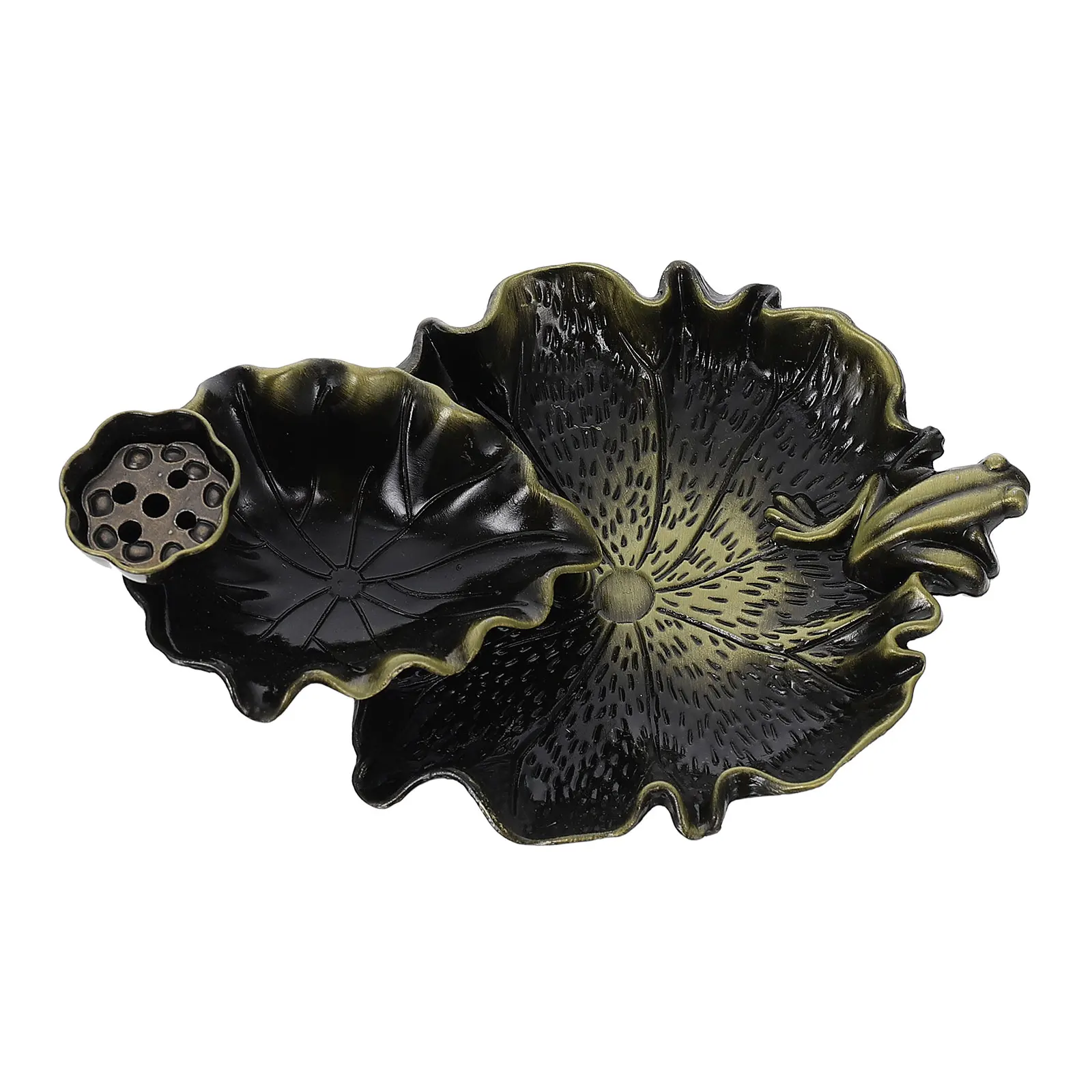 

Lotus Leaf Backflow Incense Burner Chinese Style Zinc Alloy Decoration For Zen Studio Meditation Incense