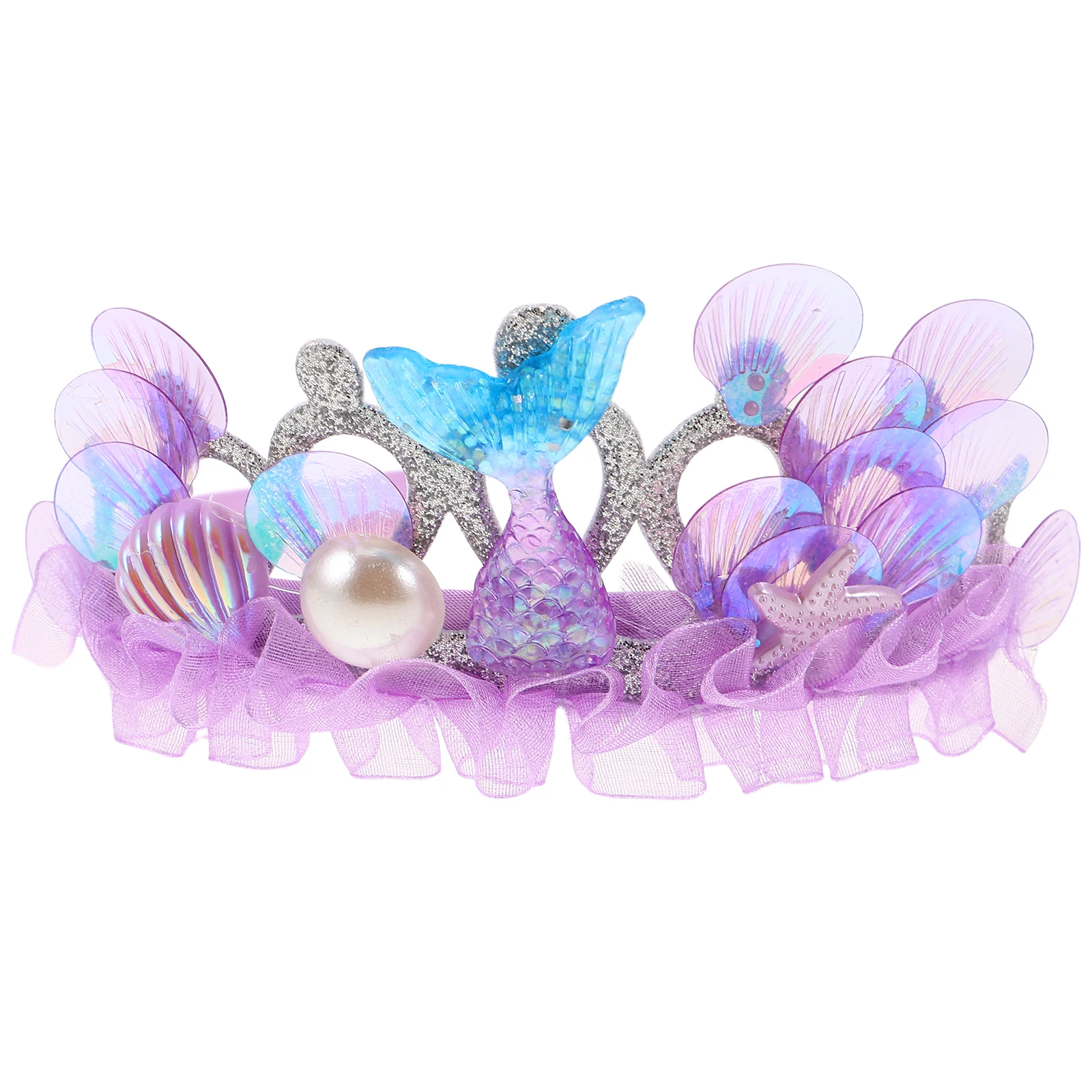 عصابة رأس تاج الأميرة تاج حورية البحر لتزيين حفلات أعياد الميلاد على شكل صدف المحيط