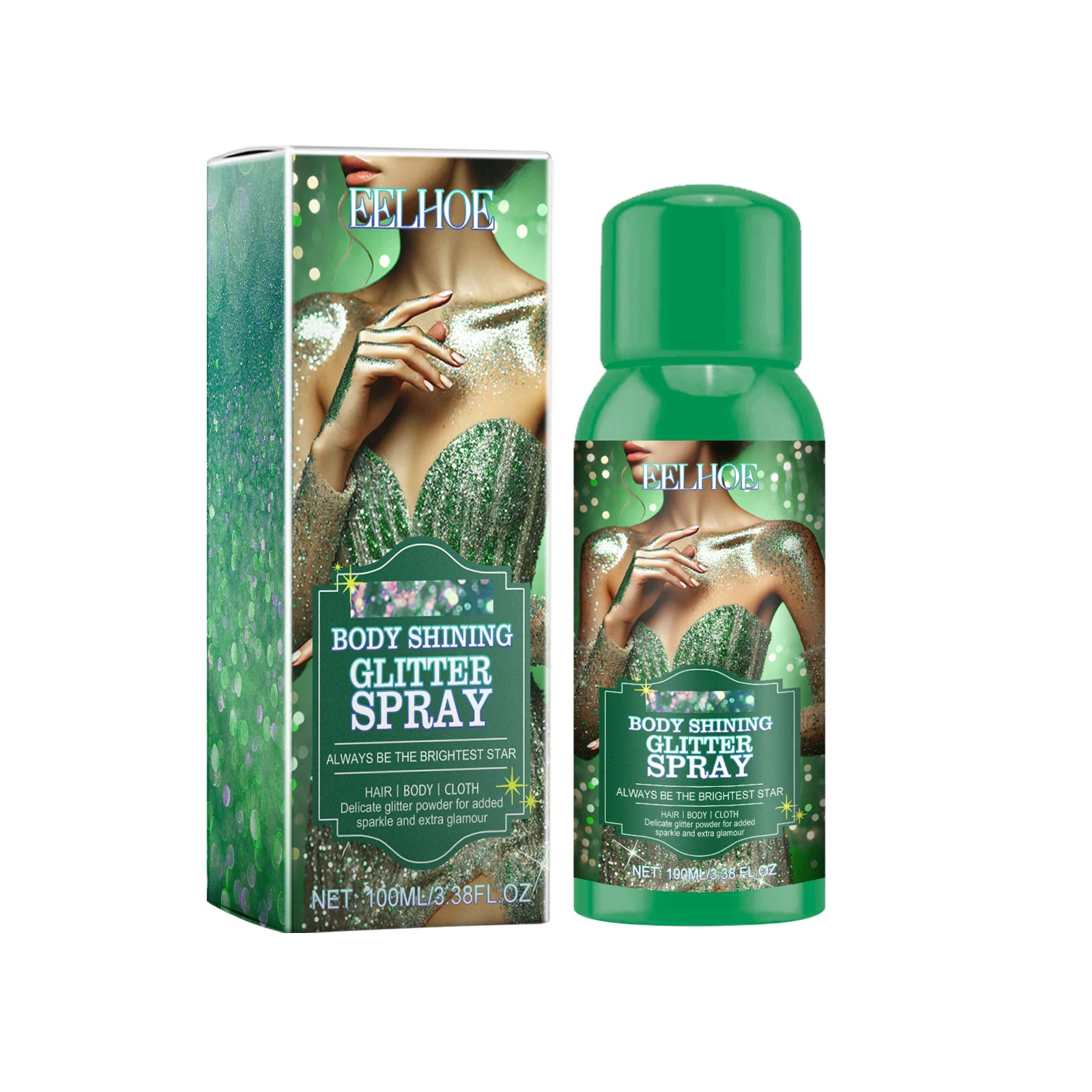 ハイライタースプレー — 自然な輝き、長時間持続する強烈な輝き、シマーパウダー