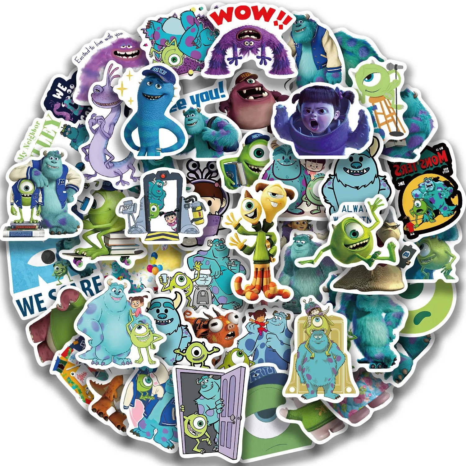 

10/30/50PCS Disney Monsters Inc Sticker Cartoon Cute Graffiti Decoration Phone Case Water Cup Guitar Waterproof Decal Kids Toy