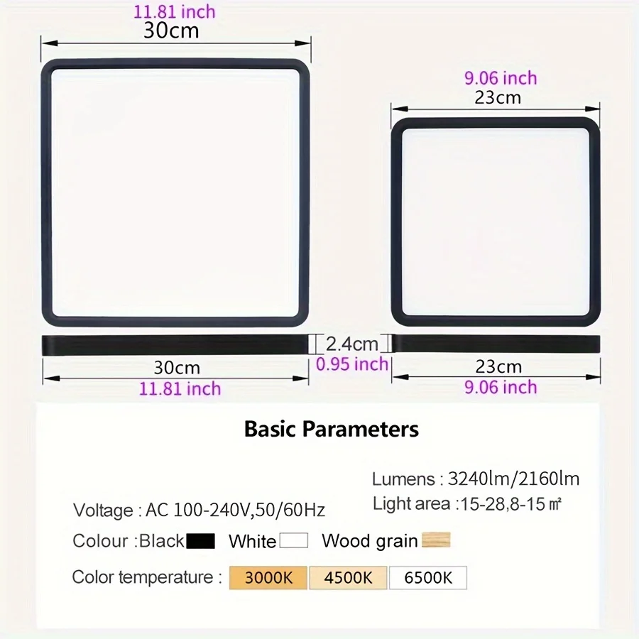 23/30cm Modern LED Ceiling Light Waterproof Dustproof Triple Proof for Kitchen Bedroom Bathroom Living Room Indoor Home Lighting