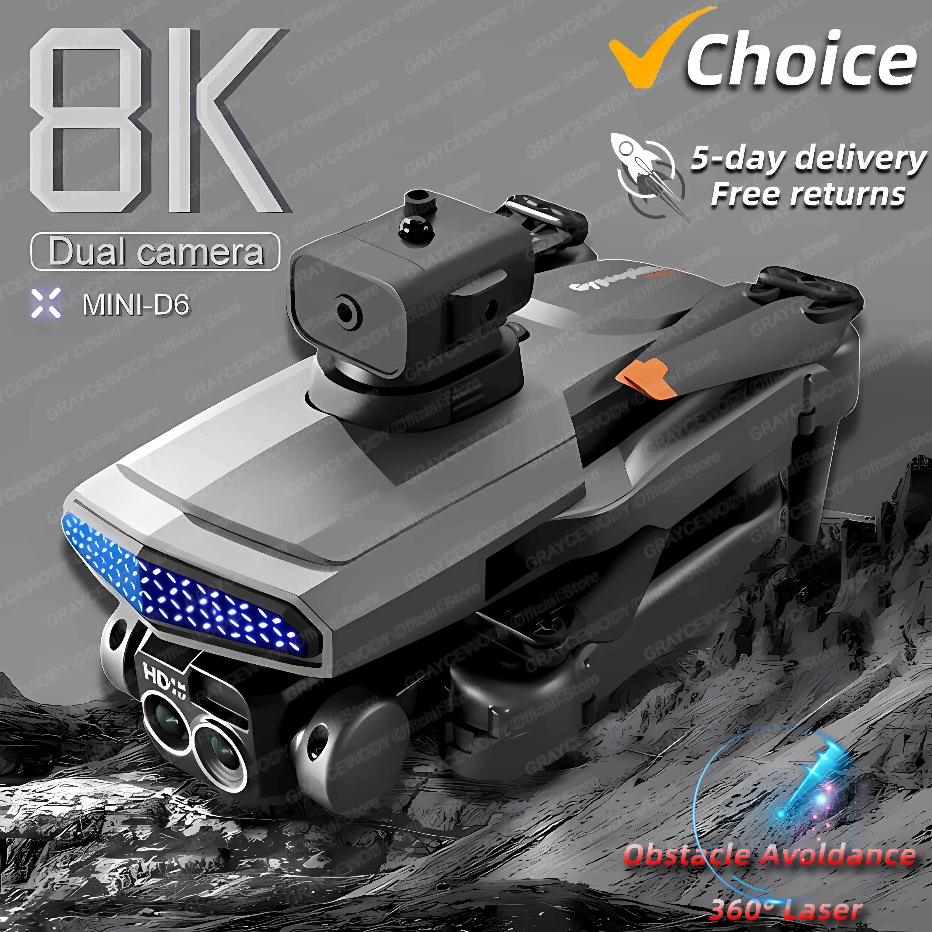 New D6 Mini Drone 8k Profesional 4K HD Camera Obstacle Avoidance Aerial Photography Brushless Foldable Quadcopter Sell Apron