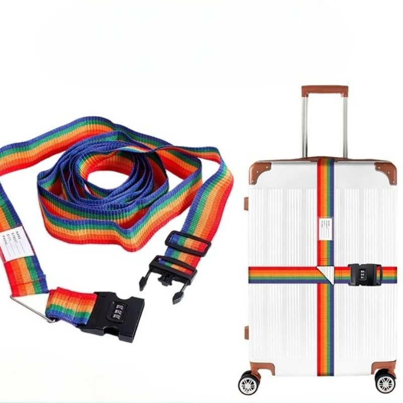 

1PC Rainbow Baggage Packing Belt Luggage Buckle Strap Cross Belt Packing Adjustable Suitcase Buckle Strap Travel Accessories NEW
