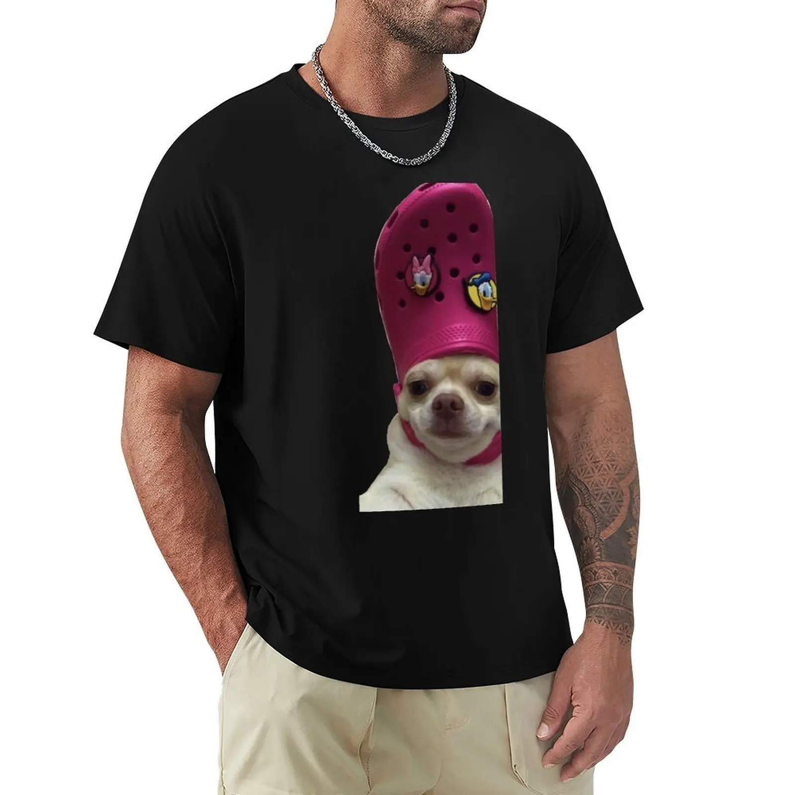 

Dog Wearing a Croc T-Shirt plus size clothes summer shirt graphic t shirt vintage tees t shirt men 100℅ cotton