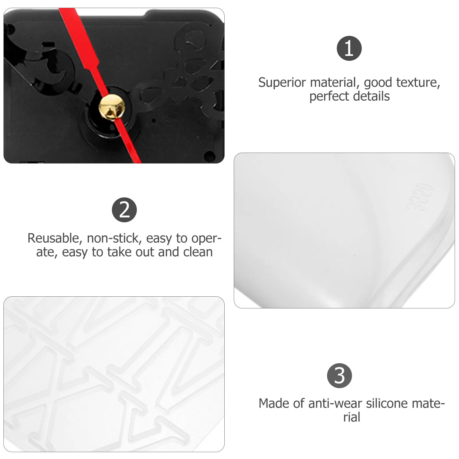 

1 set 1 Set Of Clock Silicone Mold For Diy Epoxy Resin Casting Round Reusable Flexible Craft Making Roman Numerals Handicrafts