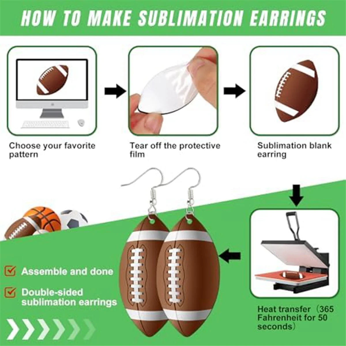 Sublimation Blank Football Helmet Shirt Earrings Bulk Heat Transfer Sublimation MDF Earrings with Earring Hooks