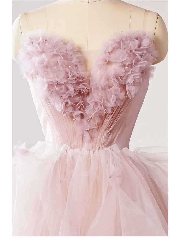 Różowe Sukienki Ślubne Damskie Elegancka Siateczka Sukienka na Zaręczyny Toast Zdjęcia Sesja Fotograficzna Modna Sukienka dla Prowadzącej Pokaz Suknia Ślubna