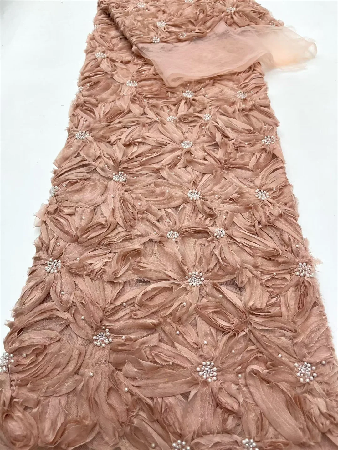 

Nigerian Mesh Embroidery Beaded Lace Fabric 2026 French African Sequins Lace Fabric for Party Bridal Wedding Dress Sewing