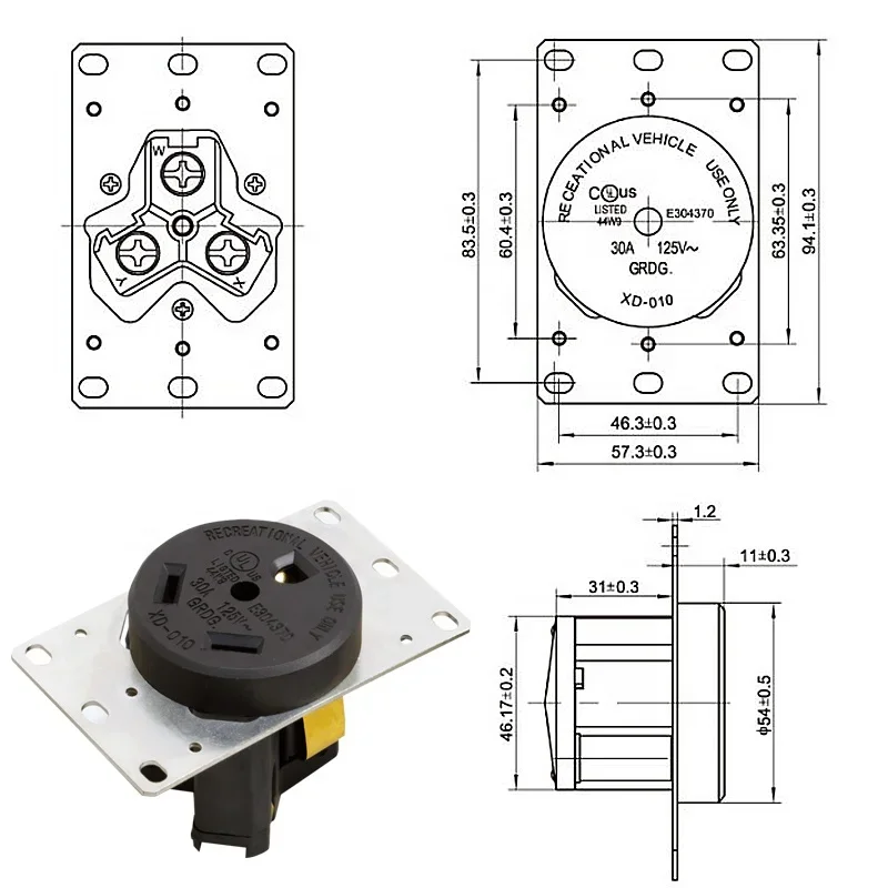 XD004 NEMA 14 50R Industrial Power industrial wall socket 50 Amp  30A Electrical Socket Receptacle Outlet