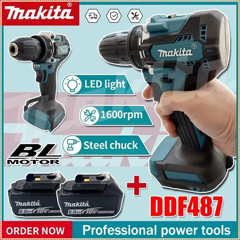 

Makita Original DDF487 Cordless Driver Drill Brushless Electric Impact Screwdriver Rechargeable 18V Power Tool (ony tool)