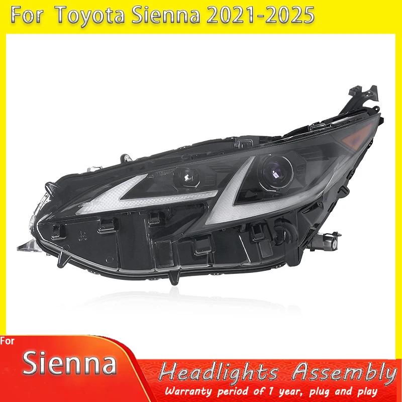 

Фары для Toyota Sienna 2021-2025: Светодиодные проекционные фары головного света, дневные ходовые огни, автомобильные аксессуары