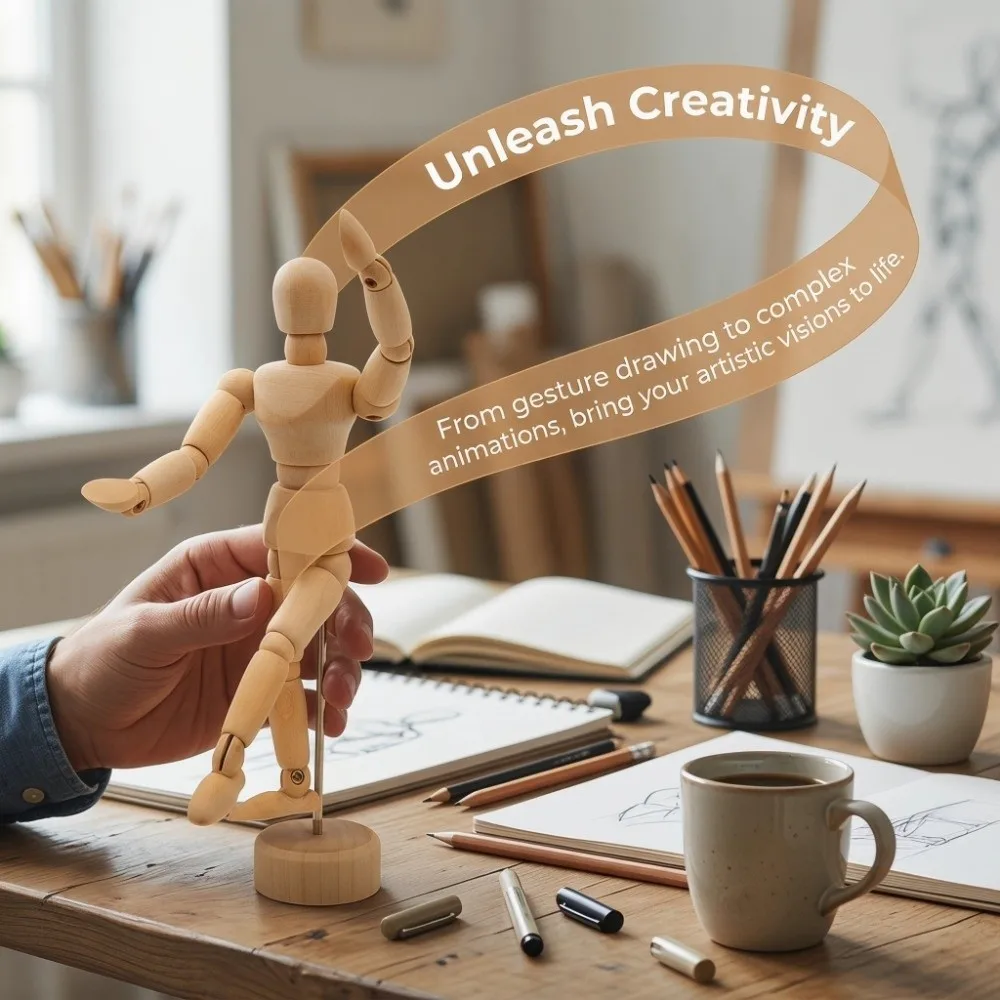 Articulated Joints Wooden Mannequin 5.5 Inch Natural Wood Material Jointed Art Figure 4.5 Inch Adjustable Pose