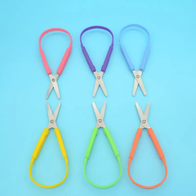 Ring Scissors Children's Student Stretch Stationery Paper Cutting U Shape Stretch Handmade Stainless Steel Scissors