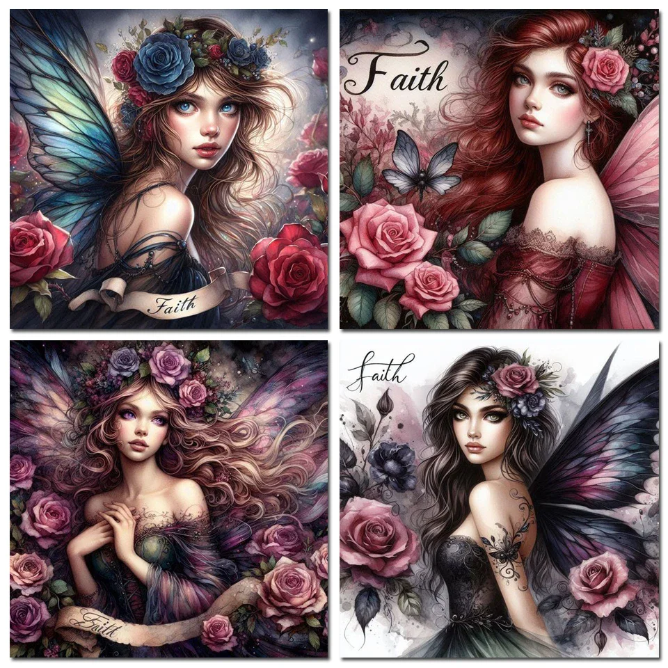 New Diamond Painting Rose Elf Girl 5D Mosaic Kit DIY Full Drill Diamond Embroidery Cross Stitch Rhinestone Home Decoration 001