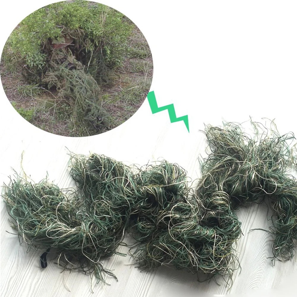 Outdooor Jungle Desert color Grass style Hunting Wrap Rope Ghillie Suits Stuff Cover For Camouflage Hunt Clothing Parts Elastic