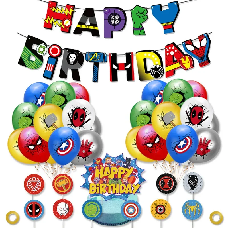 Ballons en latex à confettis de dessin animé, bannières Joyeux Anniversaire, décorations de fête, jouets pour garçons, enfants, baby shower, ballons gonflables