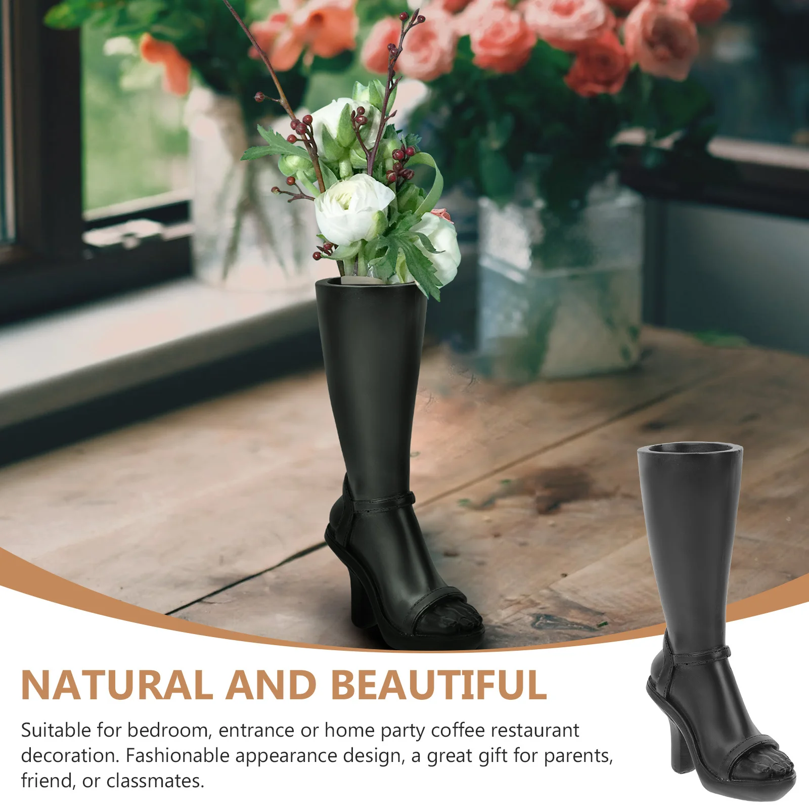 

High-Heeled Shoes Creative Resin Flower Arrangement Tabletop Decorative Vase For Home Bedroom Party Decoration Modern Plants