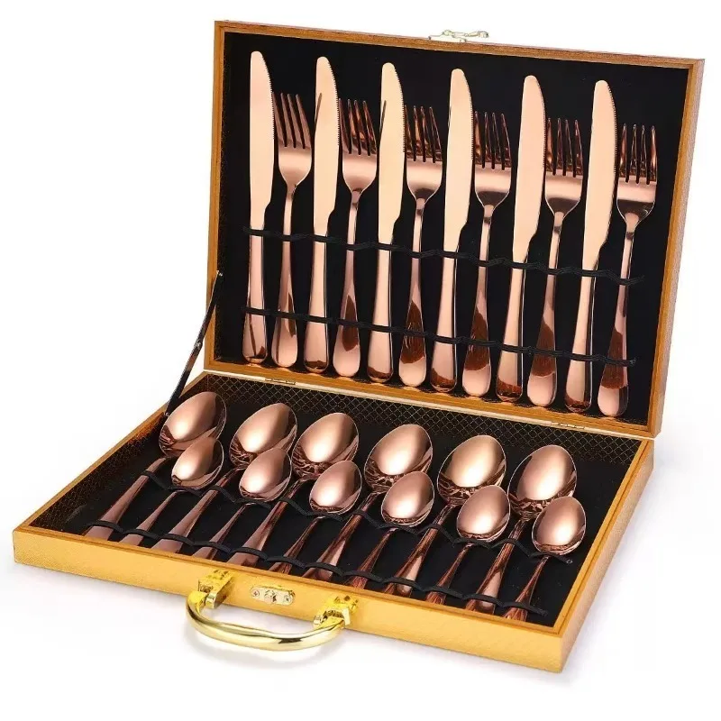 

Mikasa, Stainless Steel Western Cutlery 6 Servings,24 Piece Set, Natural Color, Gold, Iridescent, Rose Gold, Black Set & Cutlery