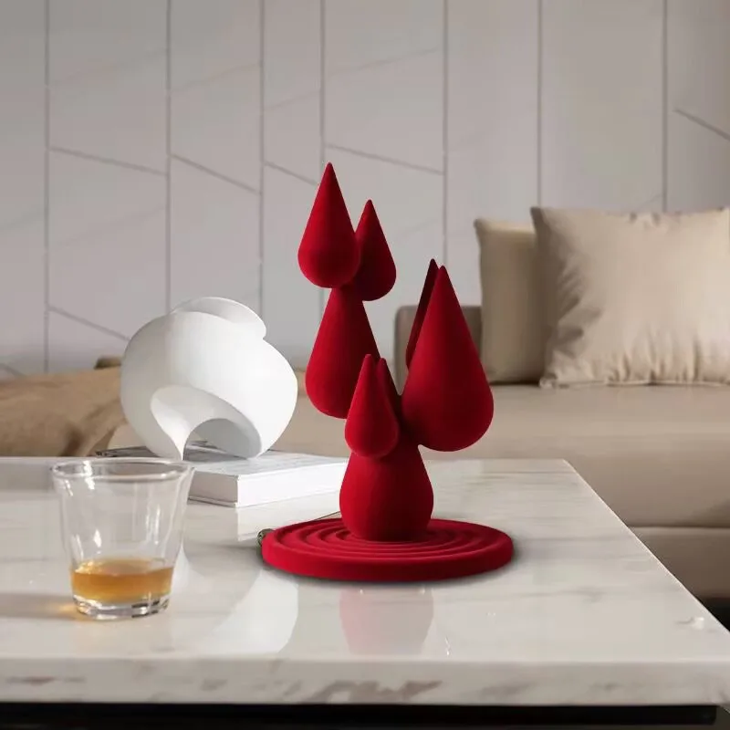 Room Decoration Nordic Flocking Water Droplet Ornament Decor Luxury Living Room Table Decoration Accessories Irregular Decoratio