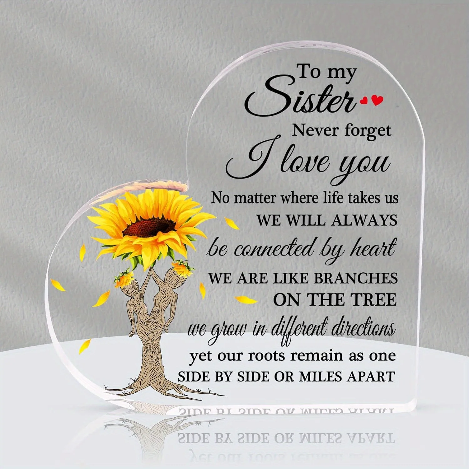 Acrylic Plaque Sister Birthday Gifts, Sunflower Heart Design, Unique Table Decorations, Thoughtful Gifts for Sisters & Friends