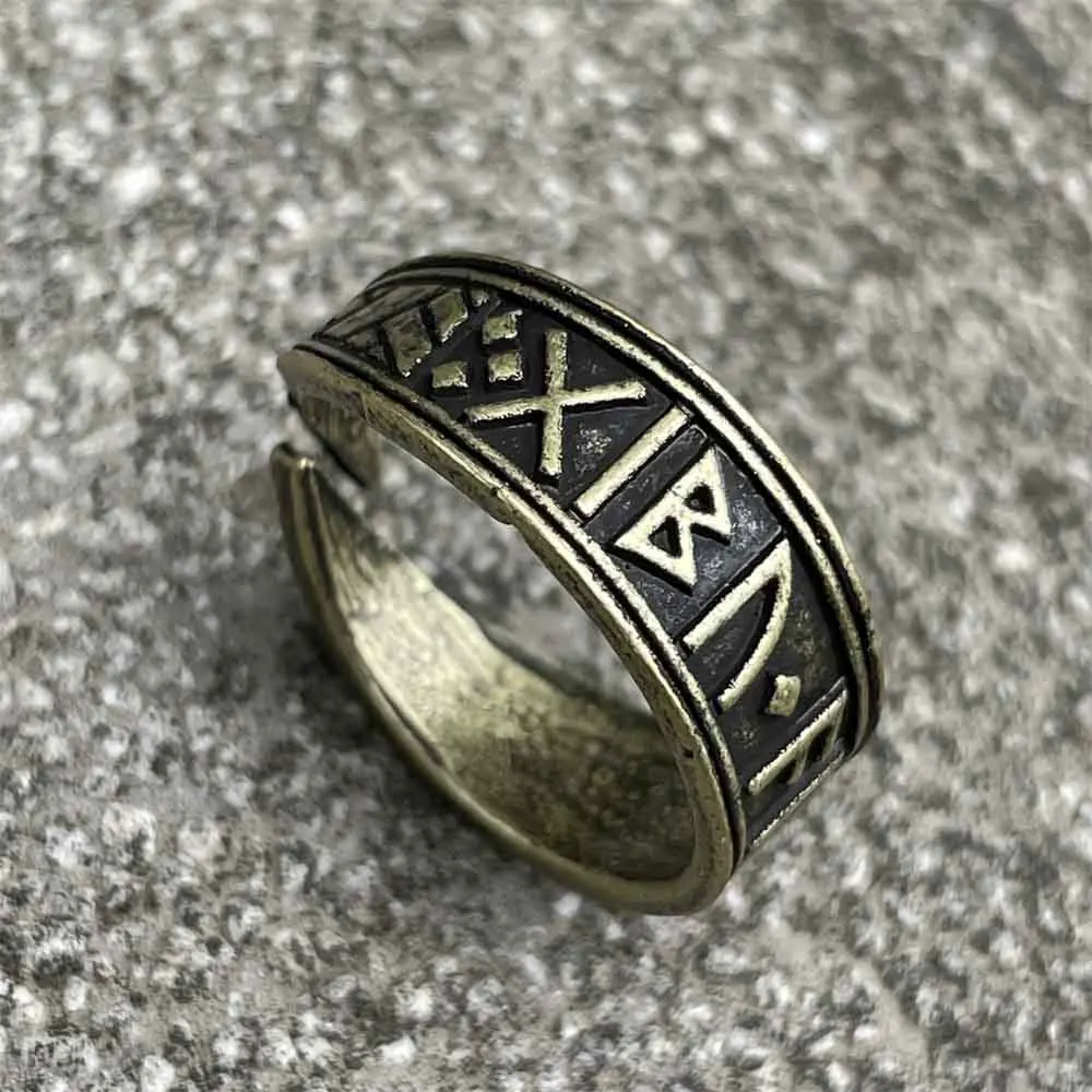 Nostalgia Open Adjustable Viking Steampunk Norse Runes Jewelry Mens Rings