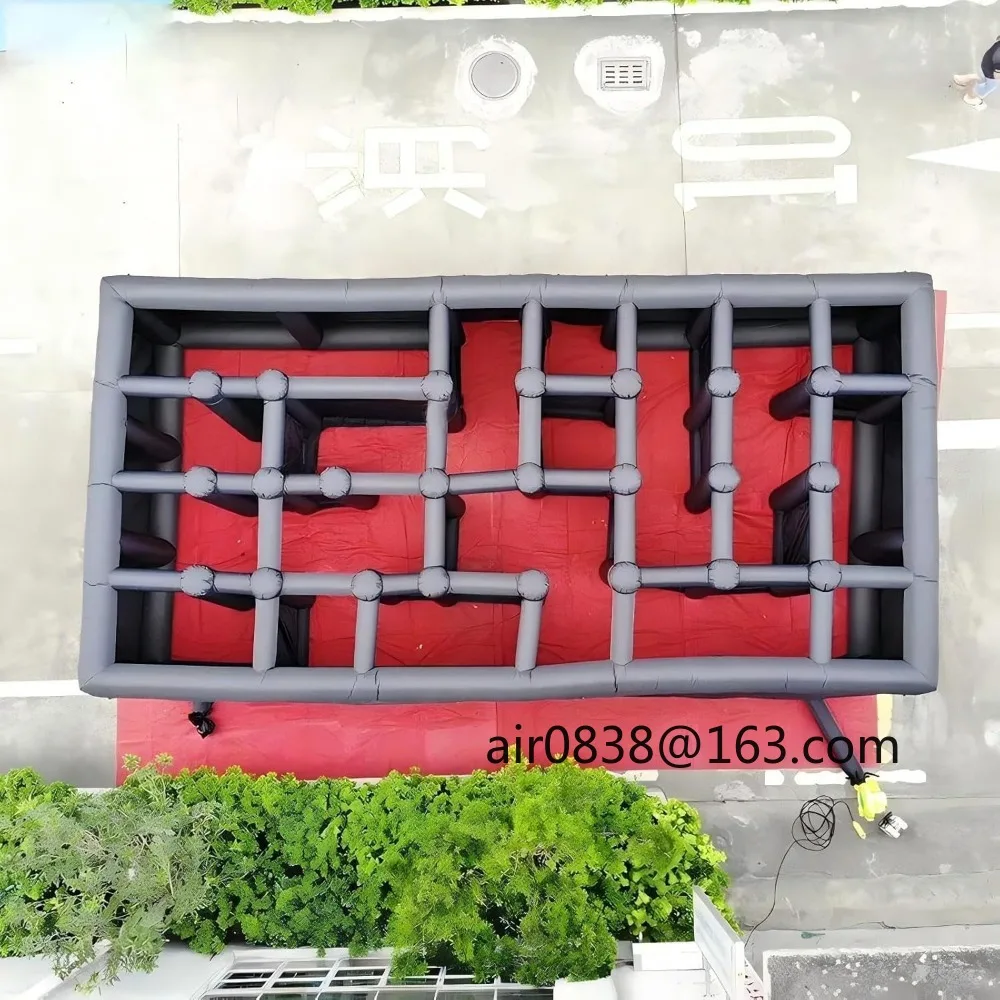 26,2 x 13,1 x 6,6 Fuß schwarzes aufblasbares Halloween-Labyrinth, aufblasbares Spuk-Labyrinthhaus mit Gebläse für Spiele im Freien für Erwachsene