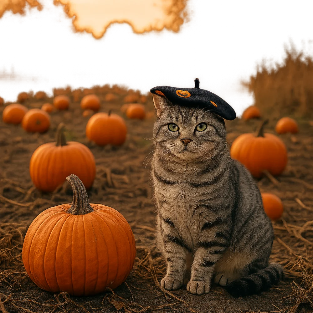 

Durable Pumpkin Print Pet Beret Hat Cute Adjustable Cat Dog Caps Comfortable Breathable Cat Headwear Parties