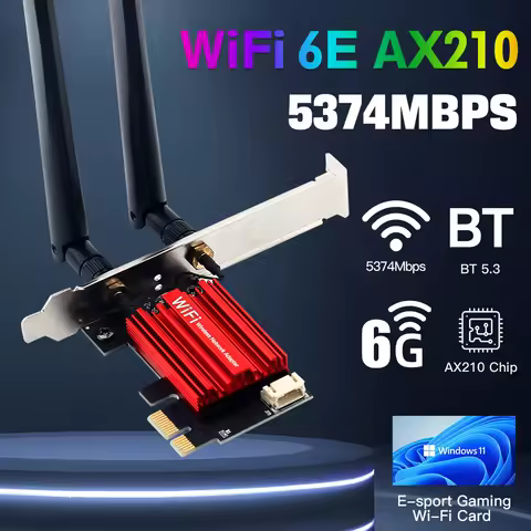 FENVI WiFi 6E AX210 Wireless PCI-E Adapter Tri-band 2.4G/5G/6Ghz BT 5.3 Compatible 802.11AX Network Wi-Fi Card For PC Win 10/11