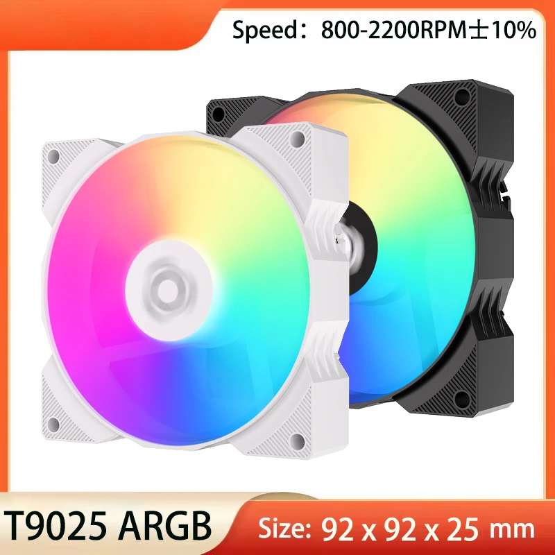 

T9025 92x92x25mm ARGB&PWM Fan, Computer Chassis CPU Cooling fan, Speed 800-2200rpm, 5V/3Pin ARGB Hydraulic Bearings Ventilator