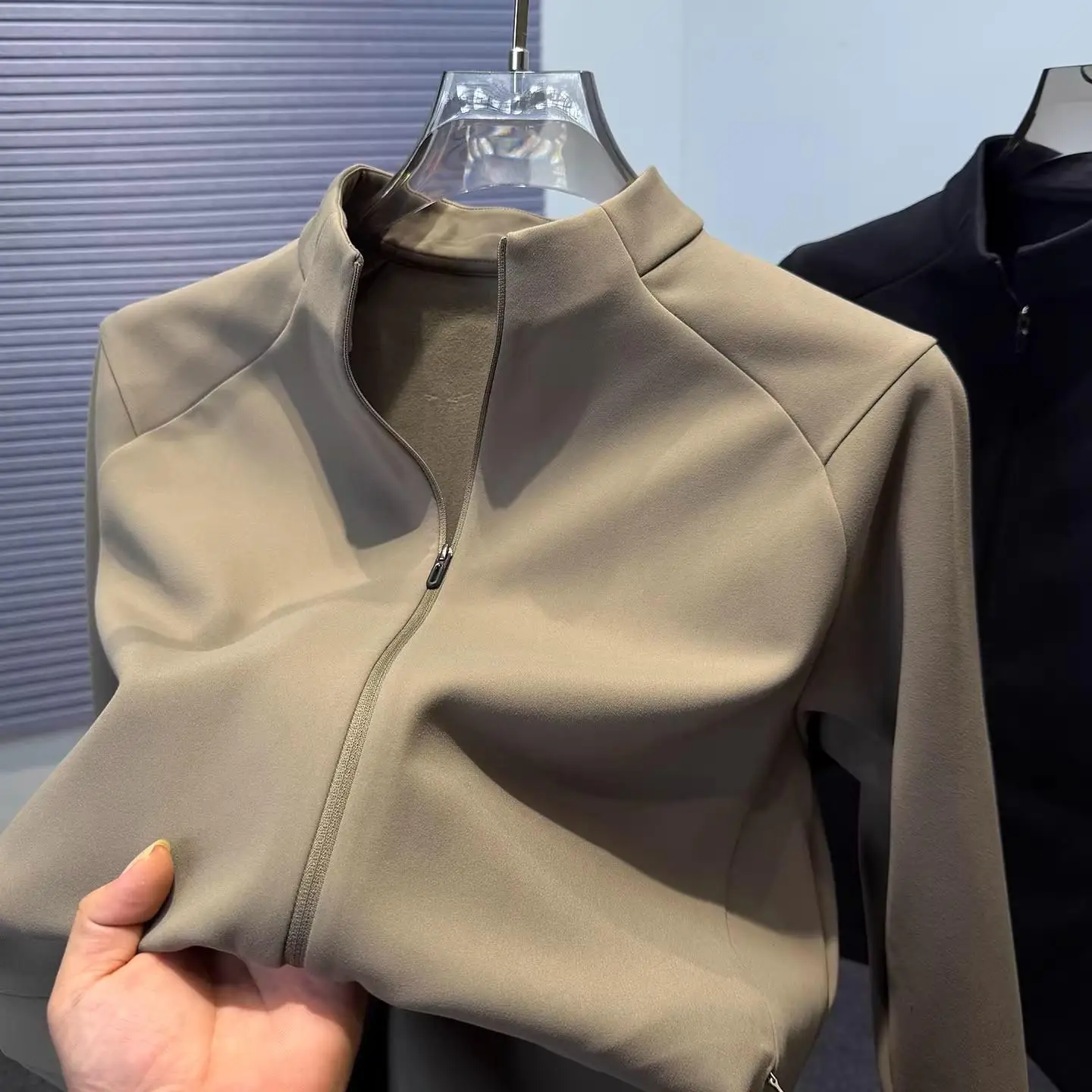 

Мужская демисезонная тонкая куртка-кардиган с воротником-стойкой, высокоэластичная, для активного отдыха, мягкая, повседневная...