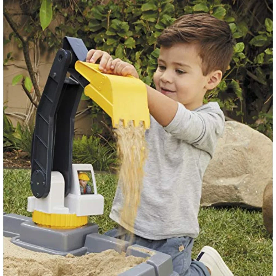 Dirt Diggers Excavator Sandbox for Including lid and Play Sand Accessories Multicolor