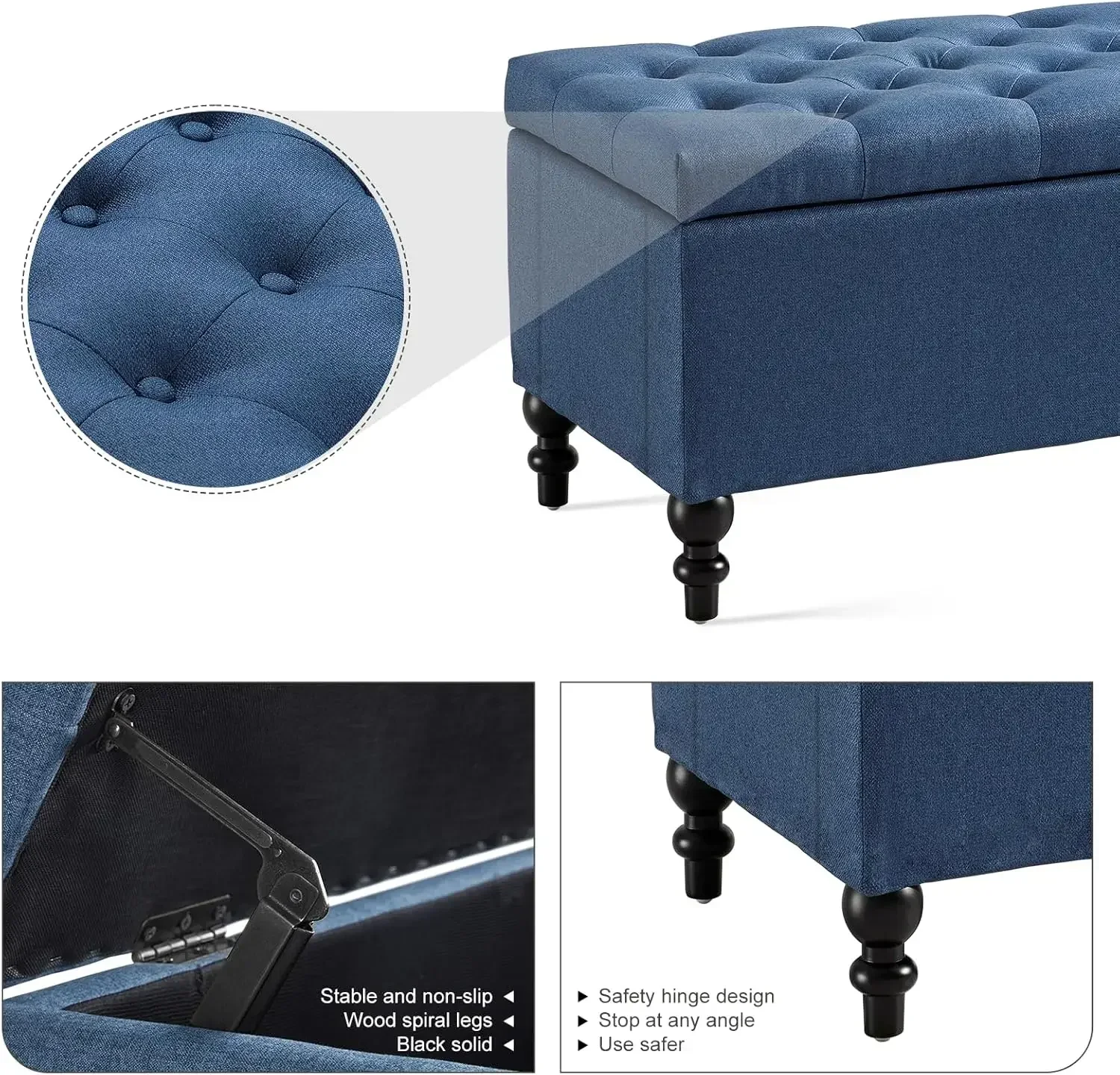 

[New Arrival, Free Shipping!]Ottoman with Storage,50.2-inch Upholstered End of Bed Storage Bench for Bedroom,for The Living Room