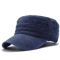 Unisex Vintage Flat Top Hat Classic Washed Caps Adjustable Fitted Thicker Denim Army Hats Autumn Winter Sun Hat Military Caps - Image 4