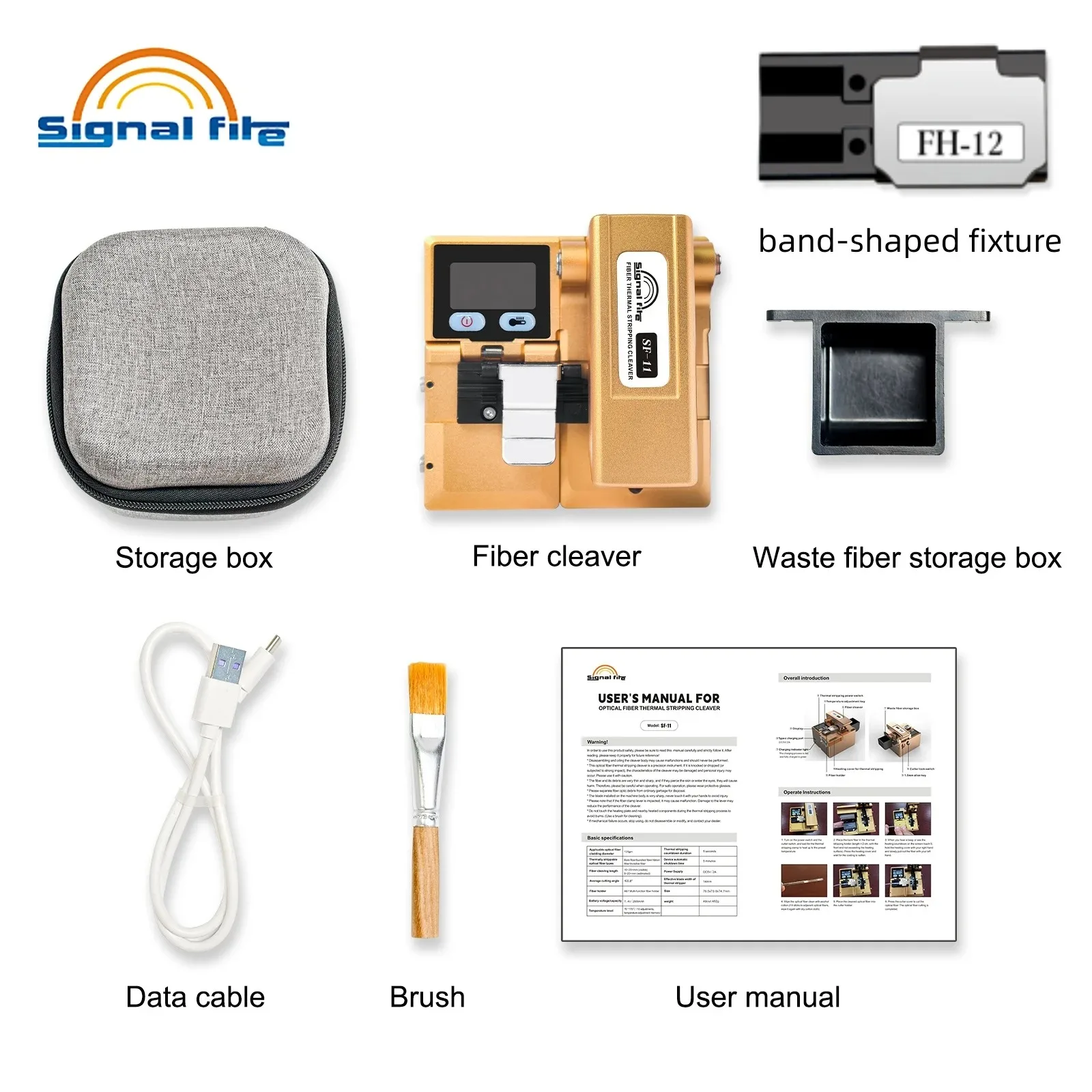Signal Fire SF-11 Fiber Optic Cleaver And Heat Stripper Tool 2-in-1 Multi-Functional Fixture 0.6° Cutting Angle for Precision image 3