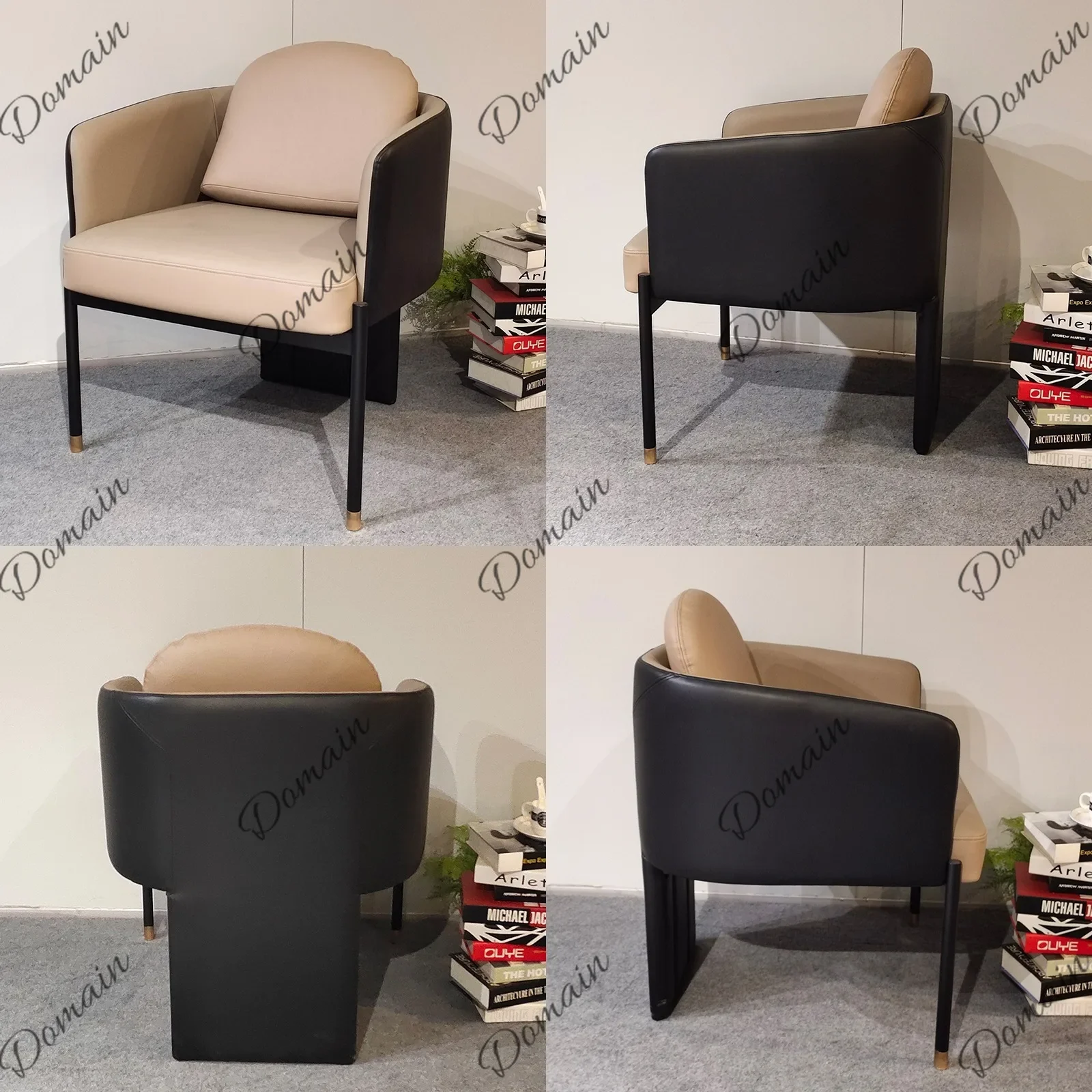 T81 Nordic Style Designer High Back Leather Lounge Chair For Living Room Hotel Club Reception Sample Room