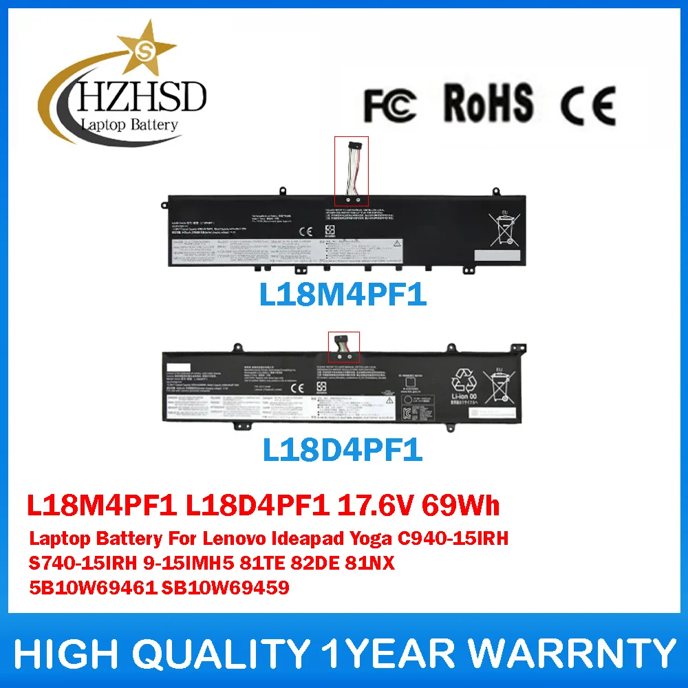 

L18M4PF1 L18D4PF1 17.6V 69Wh Laptop Battery For Lenovo Ideapad Yoga C940-15IRH S740-15IRH 9-15IMH5 81TE 82DE 81NX 5B10W69461