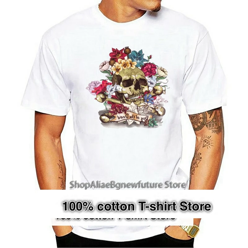 Day of the dead skull flowers art retro vintage acid mineral wash black t-shirt(2)