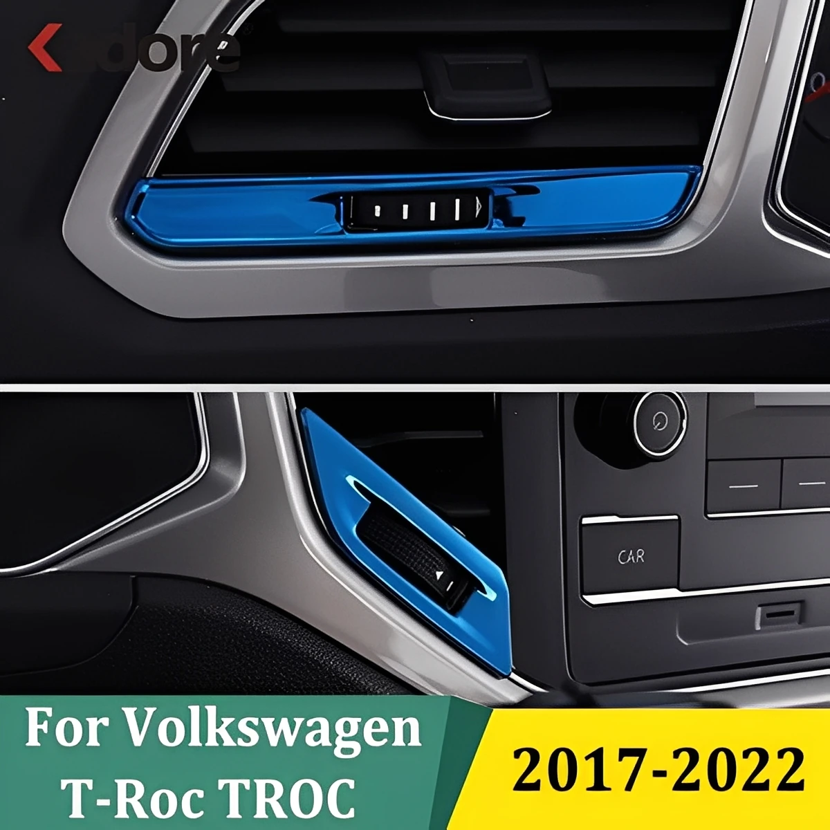 For Volkswagen T-Roc TROC 2017 2018-2021 2022 Front Dashboard Insert Air Conditonnal Vent Trim Cover Bezel Interior Accessories